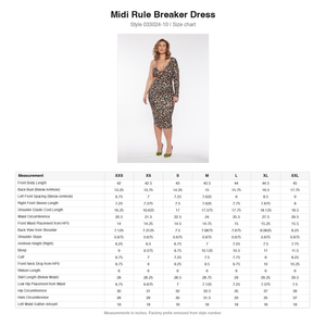 Size chart - Midi Rule Breaker Dress - style 033024-10 - Agent Hands test 2026-05-26