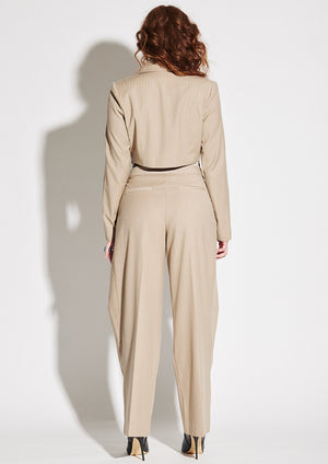 Asymmetric Crop Pinstripe Blazer