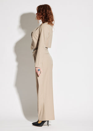 Asymmetric Crop Pinstripe Blazer