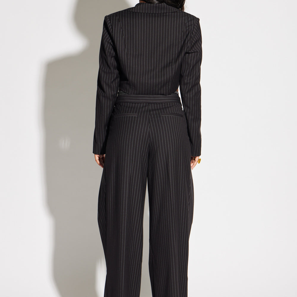 
                  
                    Asymmetric Crop Pinstripe Blazer
                  
                