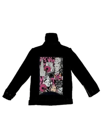 CIRCULAR PATH X LOVE TARA Teddy Denim Moto Jacket-Black