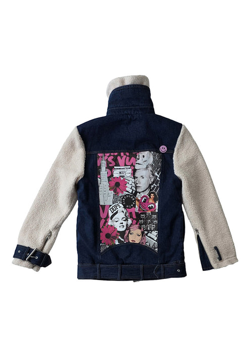 CIRCULAR PATH X LOVE TARA Teddy Denim Moto Jacket