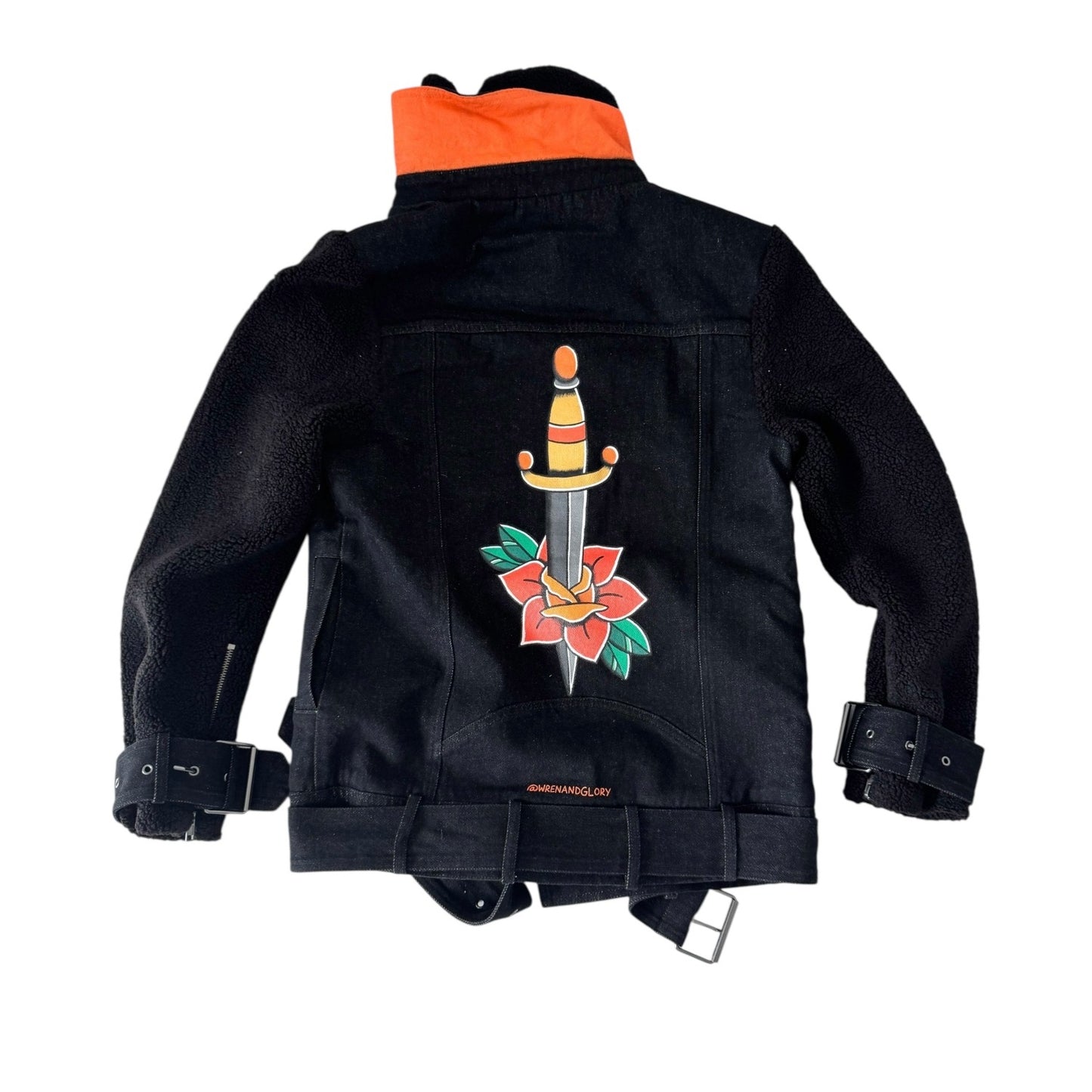 CIRCULAR PATH X WREN + GLORY. Teddy Denim Moto Jacket