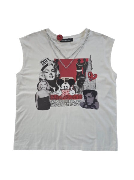 CIRCULAR PATH X LOVE TARA Sleeveless Round Neck Necklace T-Shirt