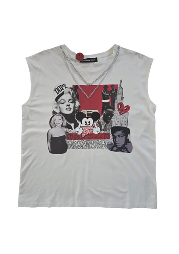 CIRCULAR PATH X LOVE TARA Sleeveless Round Neck Necklace T