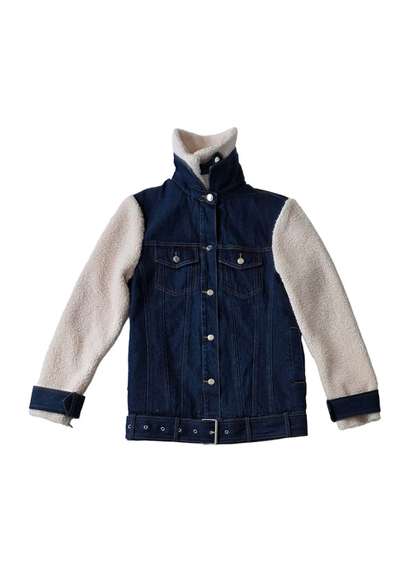 CIRCULAR PATH X LOVE TARA Teddy Denim Moto Jacket