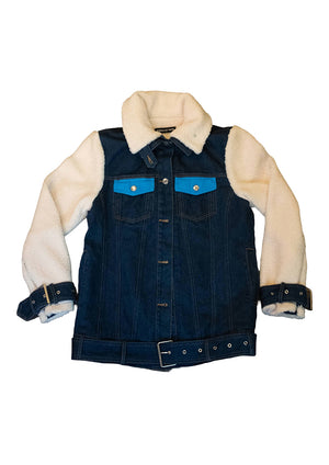 CIRCULAR PATH X WREN + GLORY Teddy Denim Moto Jacket