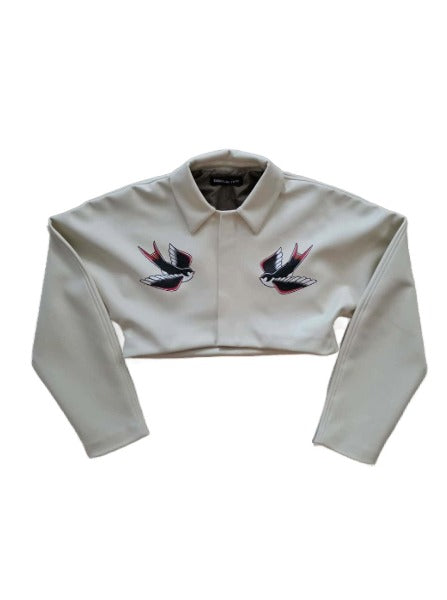 CIRCULAR PATH X WREN + GLORY Crop Vegan Leather Jacket