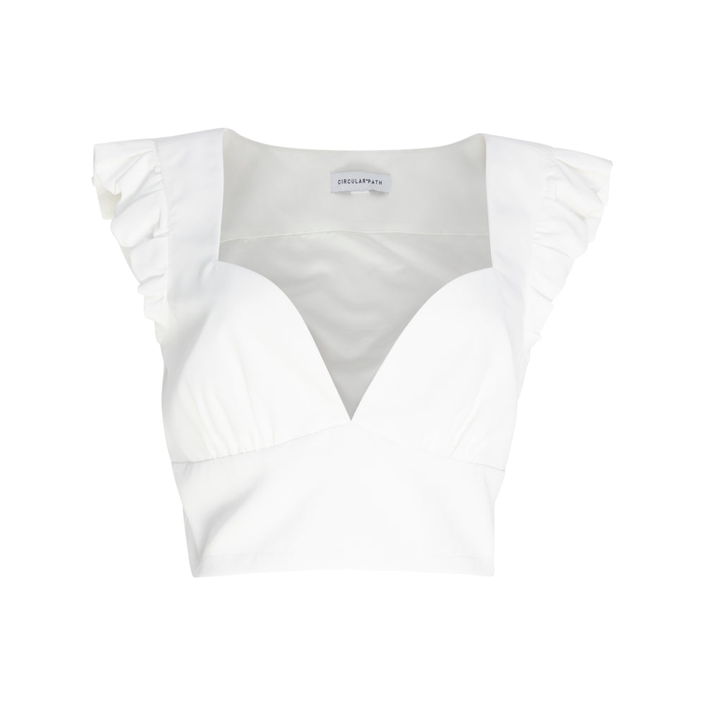 Crop Bustier Mini Puff Cap Sleeve Top