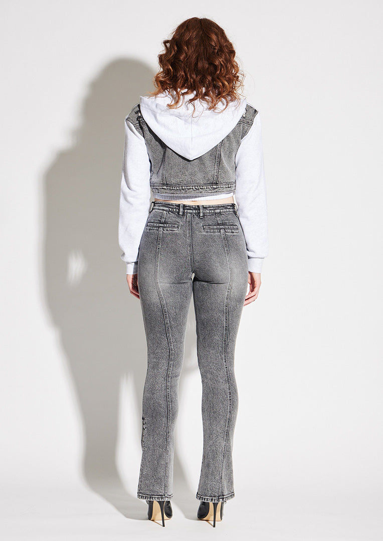 Crop Denim Hoodie