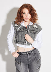 Crop Denim Hoodie