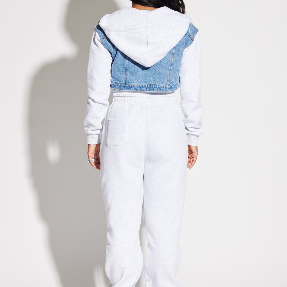 
                  
                    Crop Denim Hoodie
                  
                