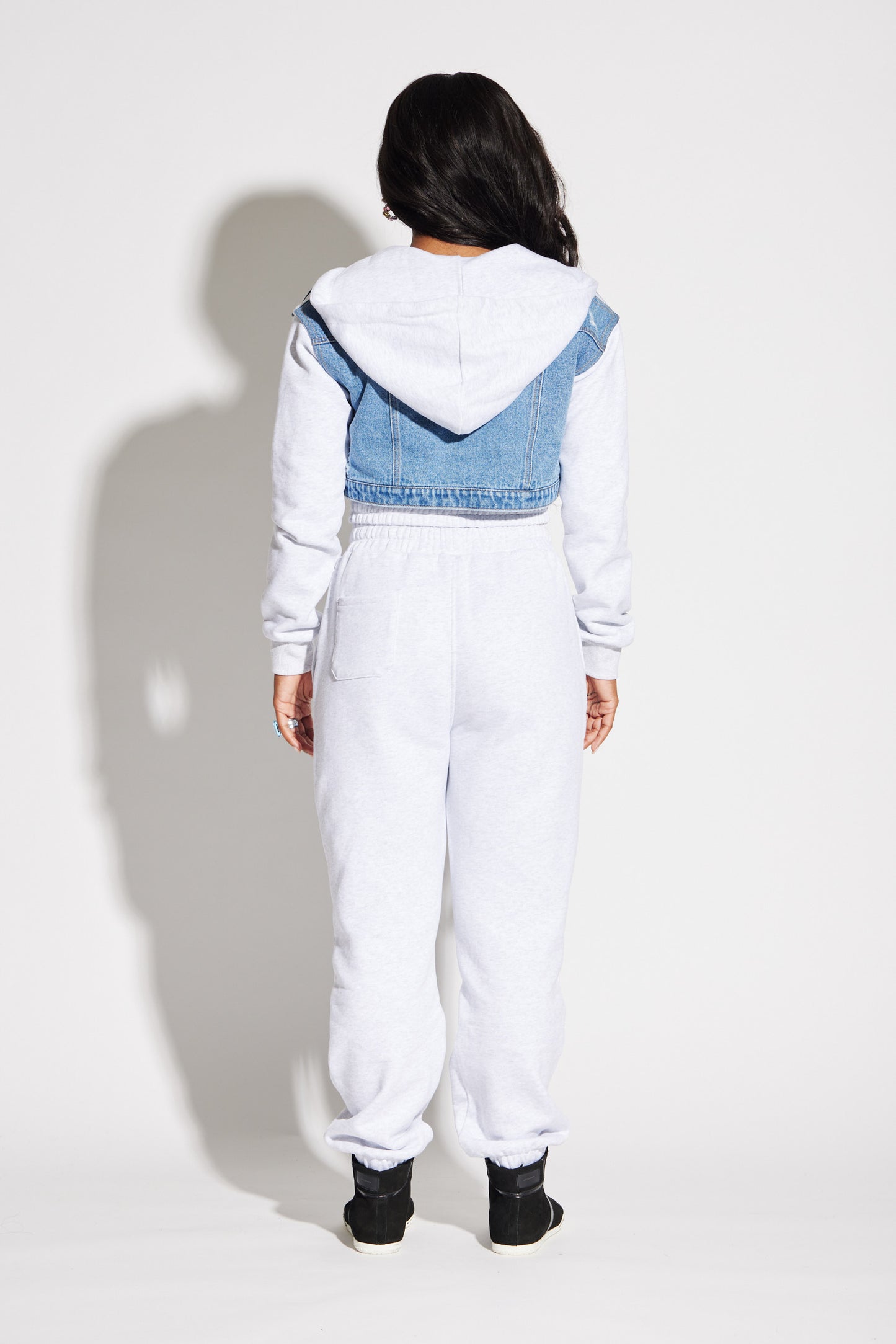 Crop Denim Hoodie