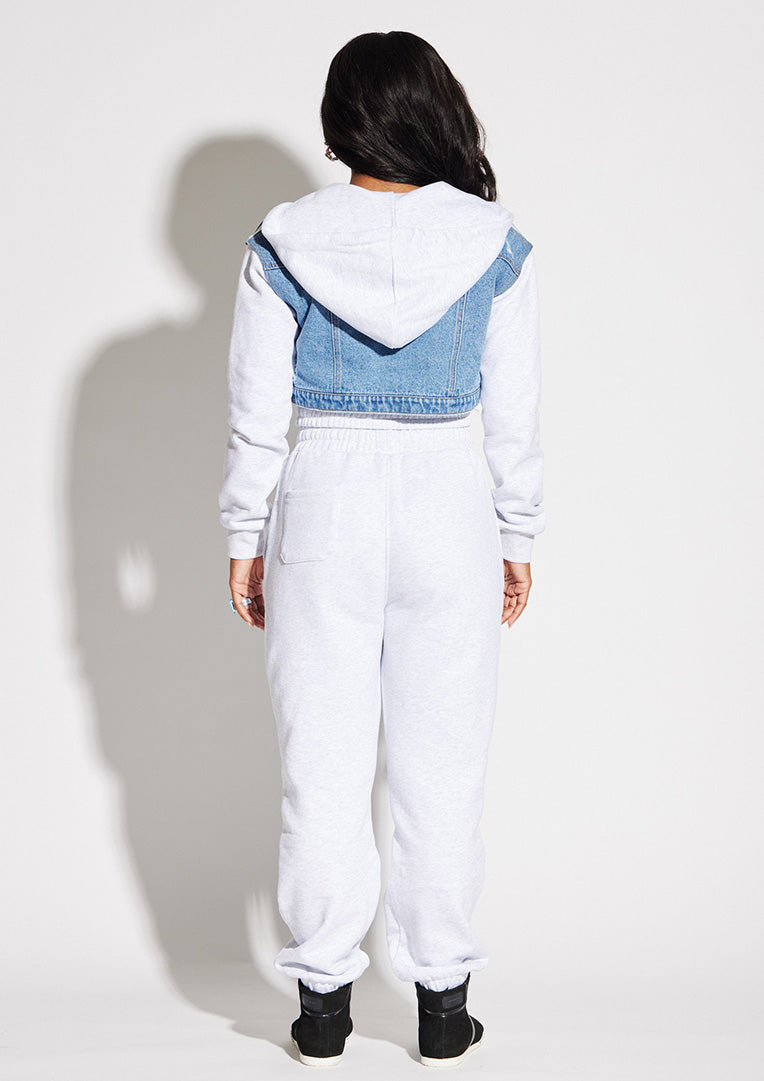 Crop Denim Hoodie