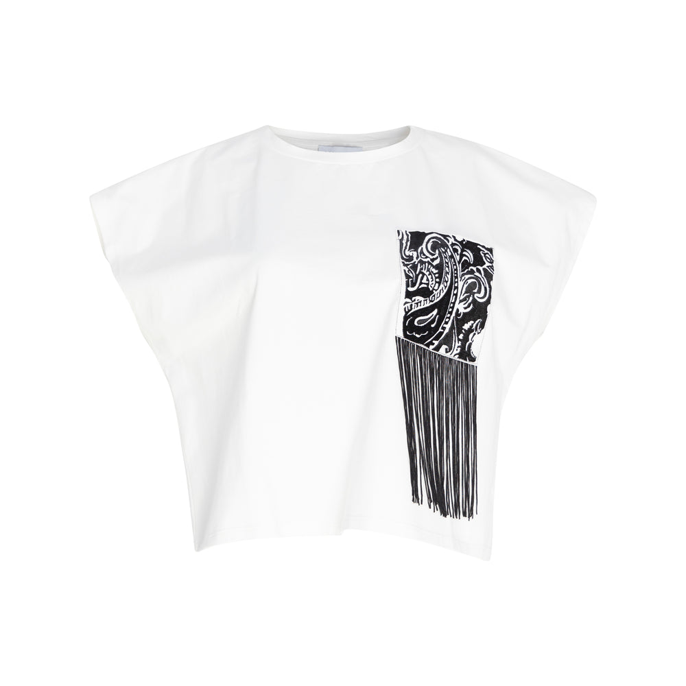 Crop Embellished Pocket T-Shirt