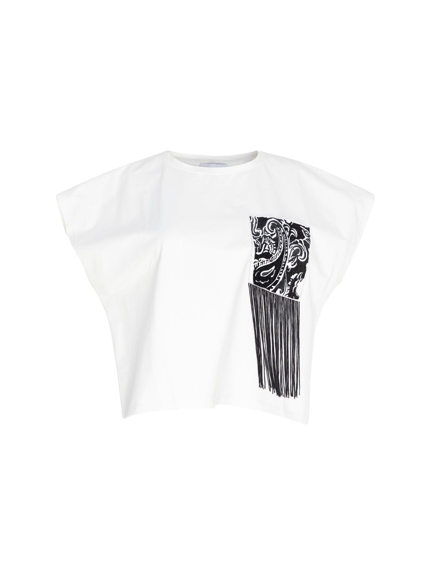 Crop Embellished Pocket T-Shirt