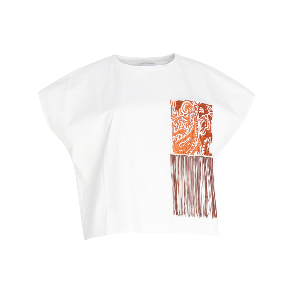 Crop Embellished Pocket T-Shirt