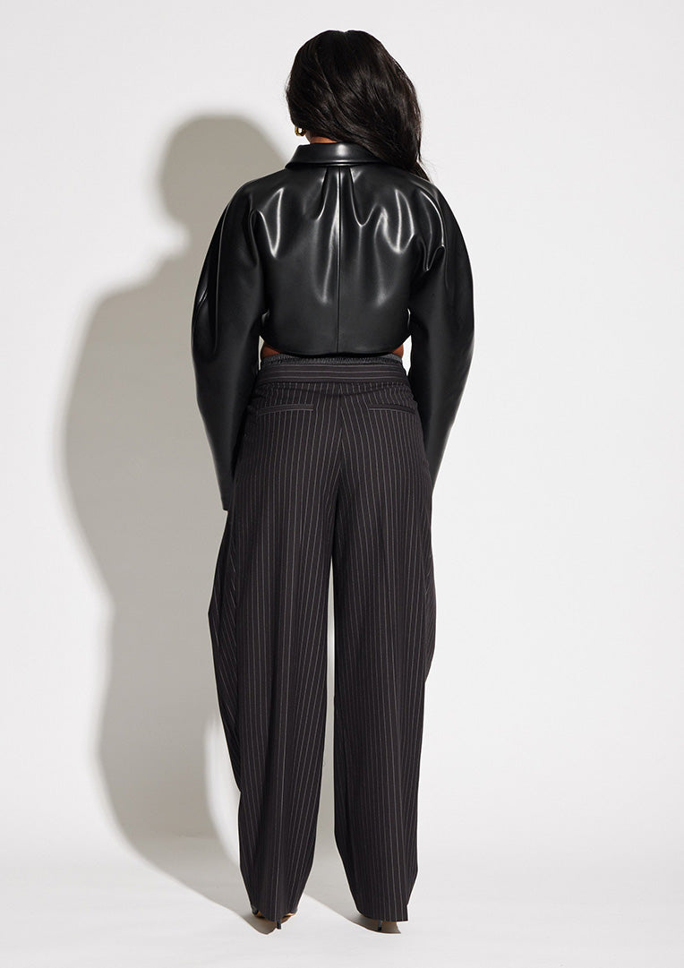 Crop Vegan Leather Jacket