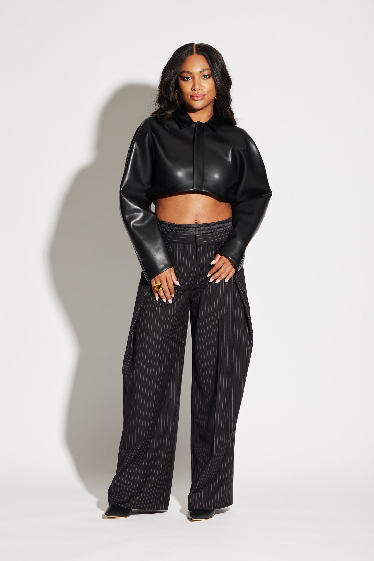 Crop Vegan Leather Jacket