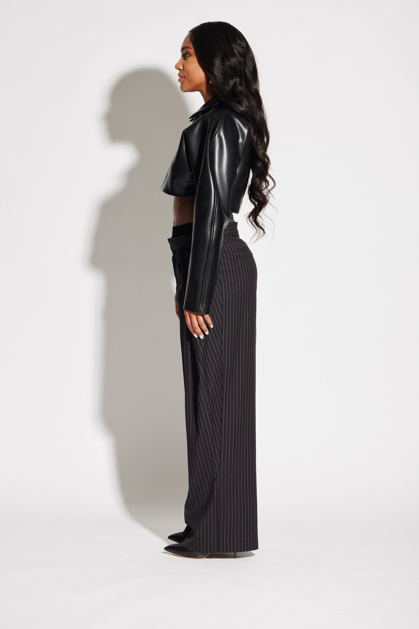 Crop Vegan Leather Jacket