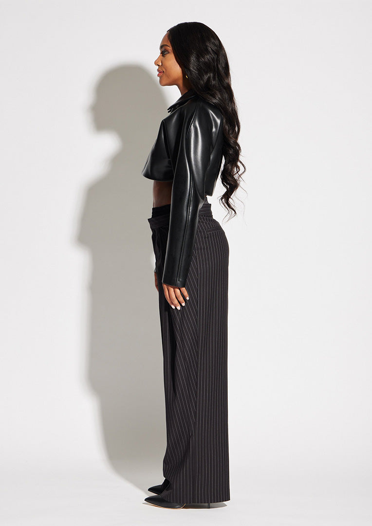 Crop Vegan Leather Jacket