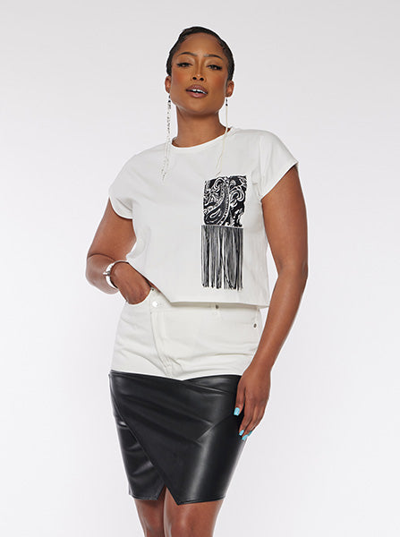 
                  
                    Crop Embellished Pocket T-Shirt
                  
                