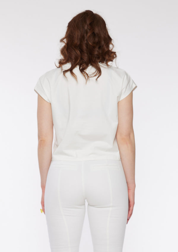 Crop Embellished Pocket T-Shirt