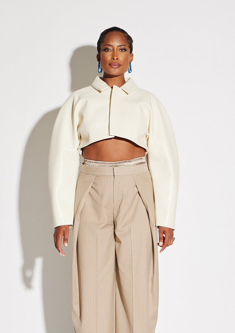 Crop Vegan Leather Jacket