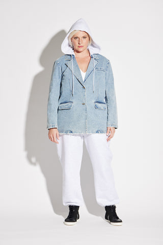 Hooded Denim Blazer