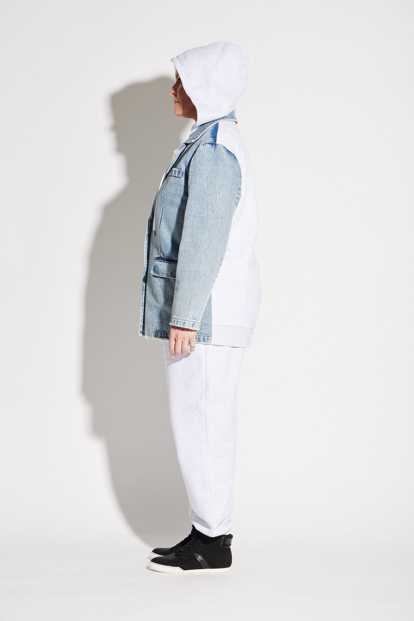 Hooded Denim Blazer