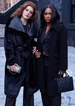 CIRCULAR PATH X WREN + GLORY Maxi Faux Fur & Vegan Leather Reversible Coat