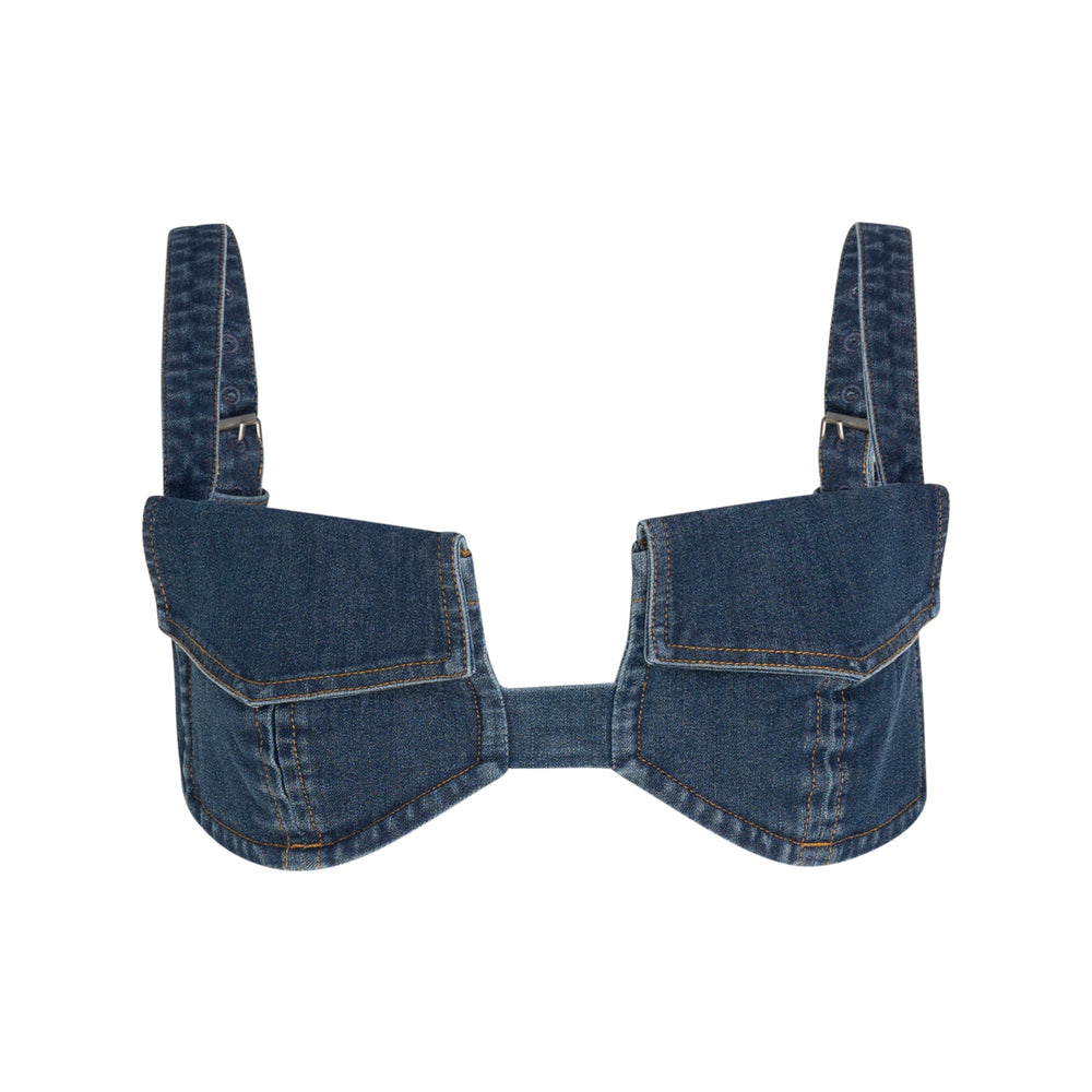 Pocket Denim Bikini Top