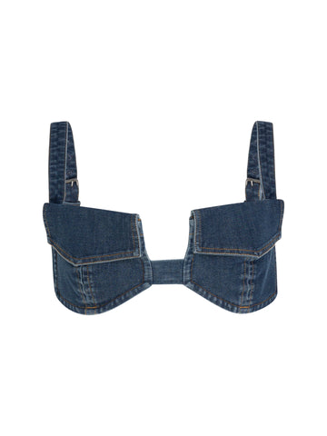 Pocket Denim Bikini Top