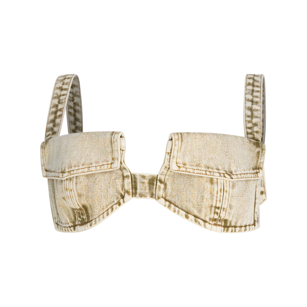 Pocket Denim Bikini Top