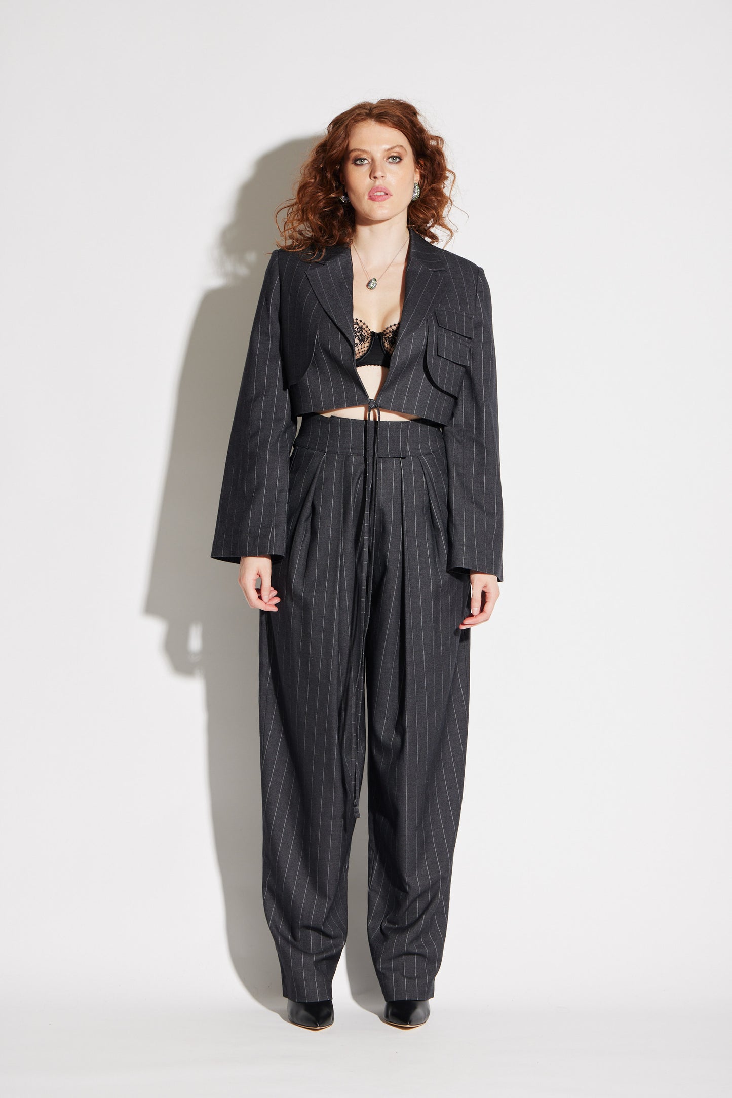 Samantha Crop Tie Blazer