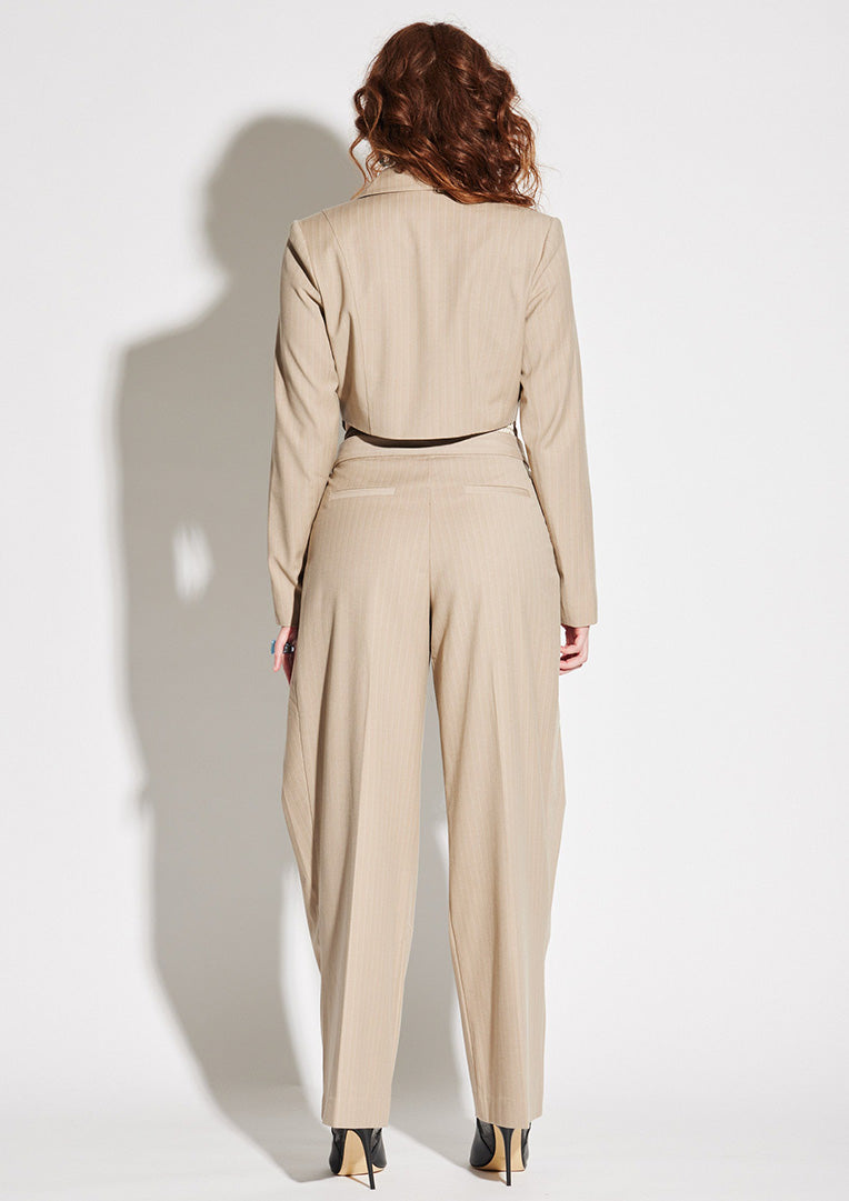 Satin Waistband Pinstripe Pant