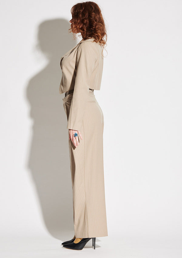 Satin Waistband Pinstripe Pant