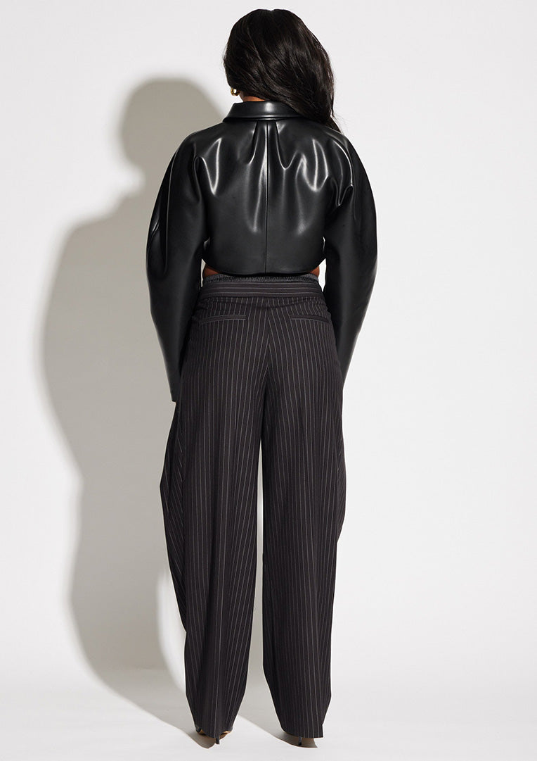 Satin Waistband Pinstripe Pant