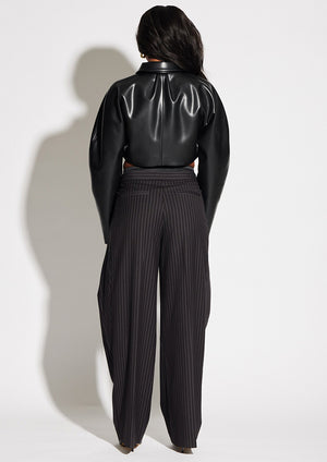 Satin Waistband Pinstripe Pant