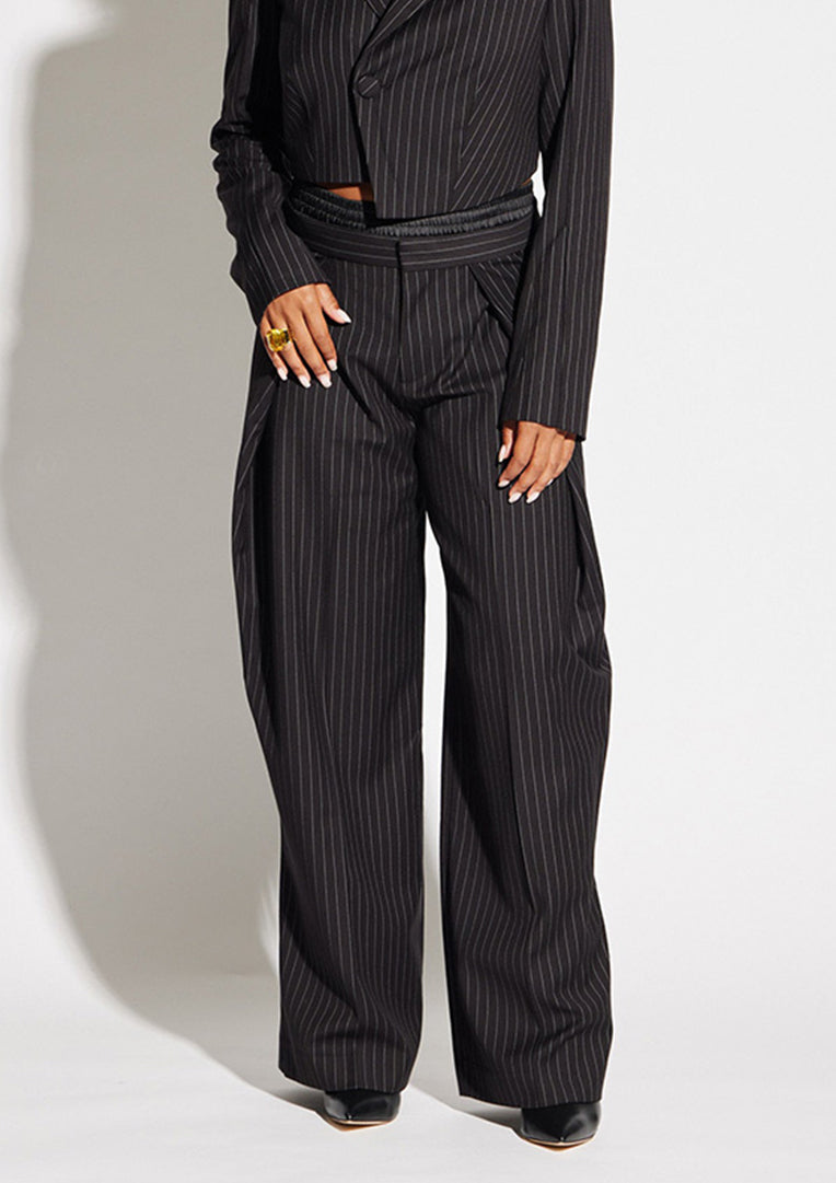 Satin Waistband Pinstripe Pant