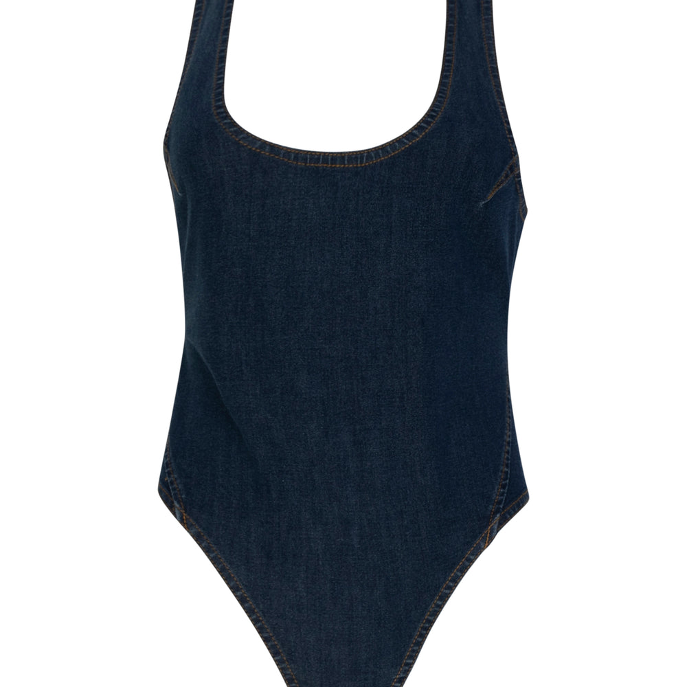 Scoop Neck Criss Cross Bodysuit Top/Swimsuit