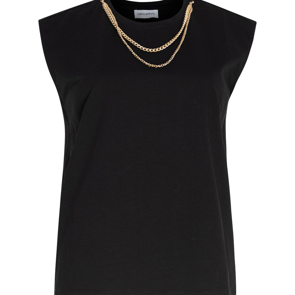 Sleeveless Round Neck Necklace T-Shirt