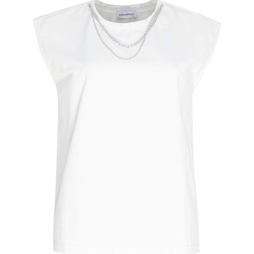 Sleeveless Round Neck Necklace T-Shirt