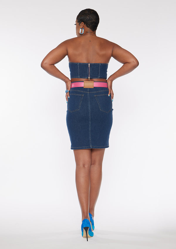 Strapless Denim Crop Top