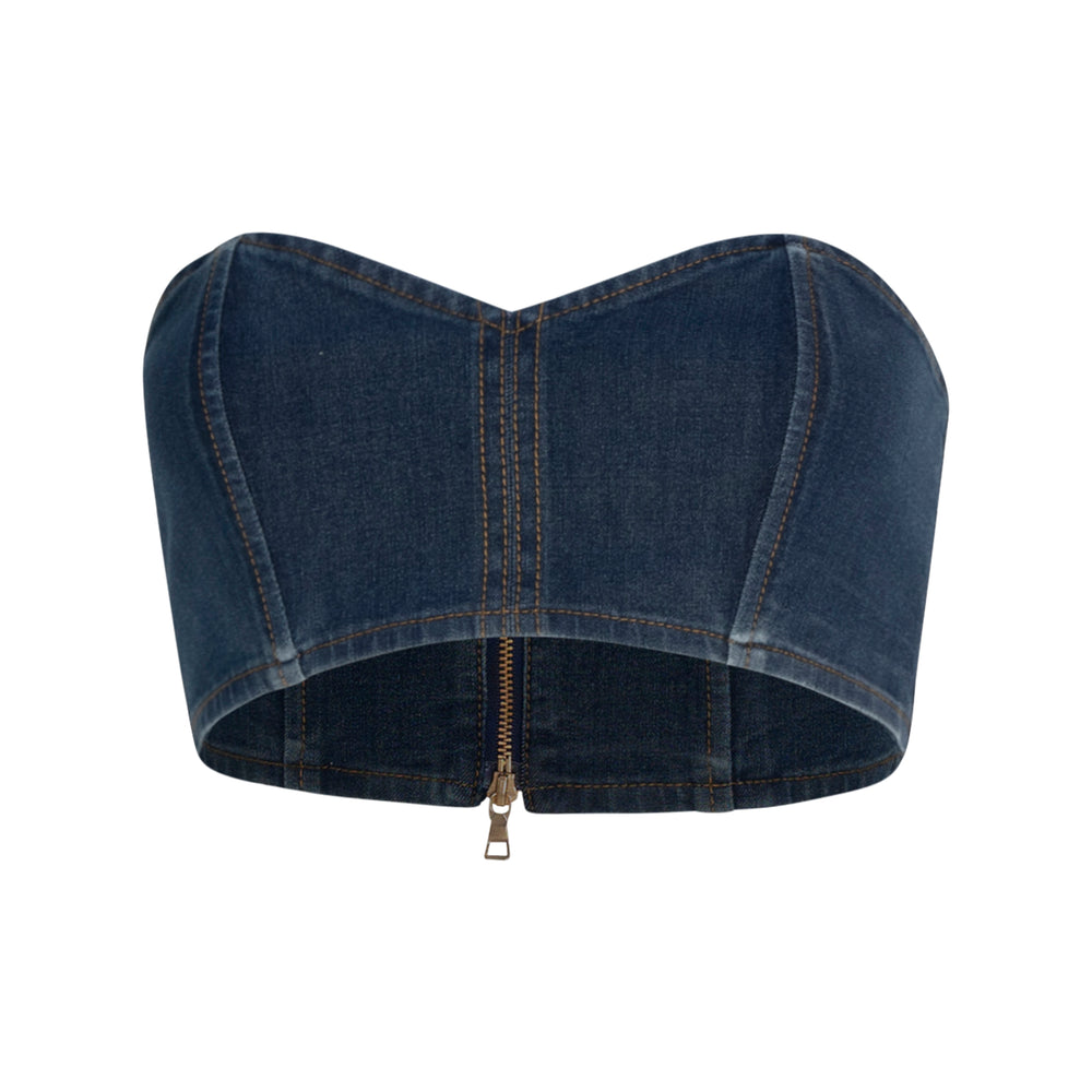 Strapless Denim Crop Top