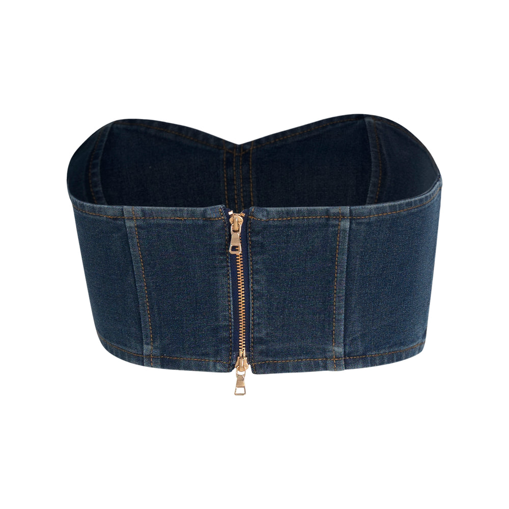 
                  
                    Strapless Denim Crop Top
                  
                