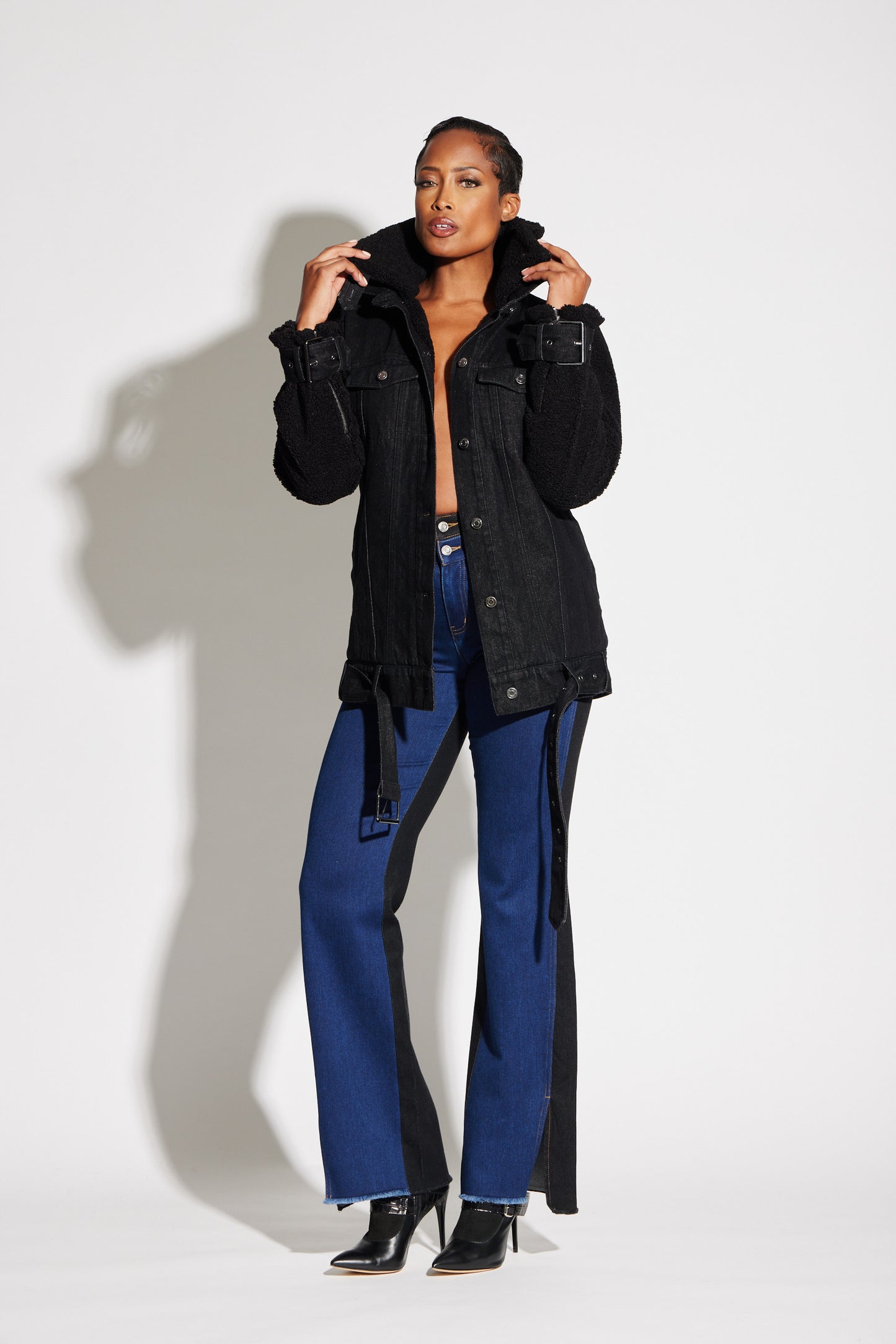 Teddy Denim Moto Jacket