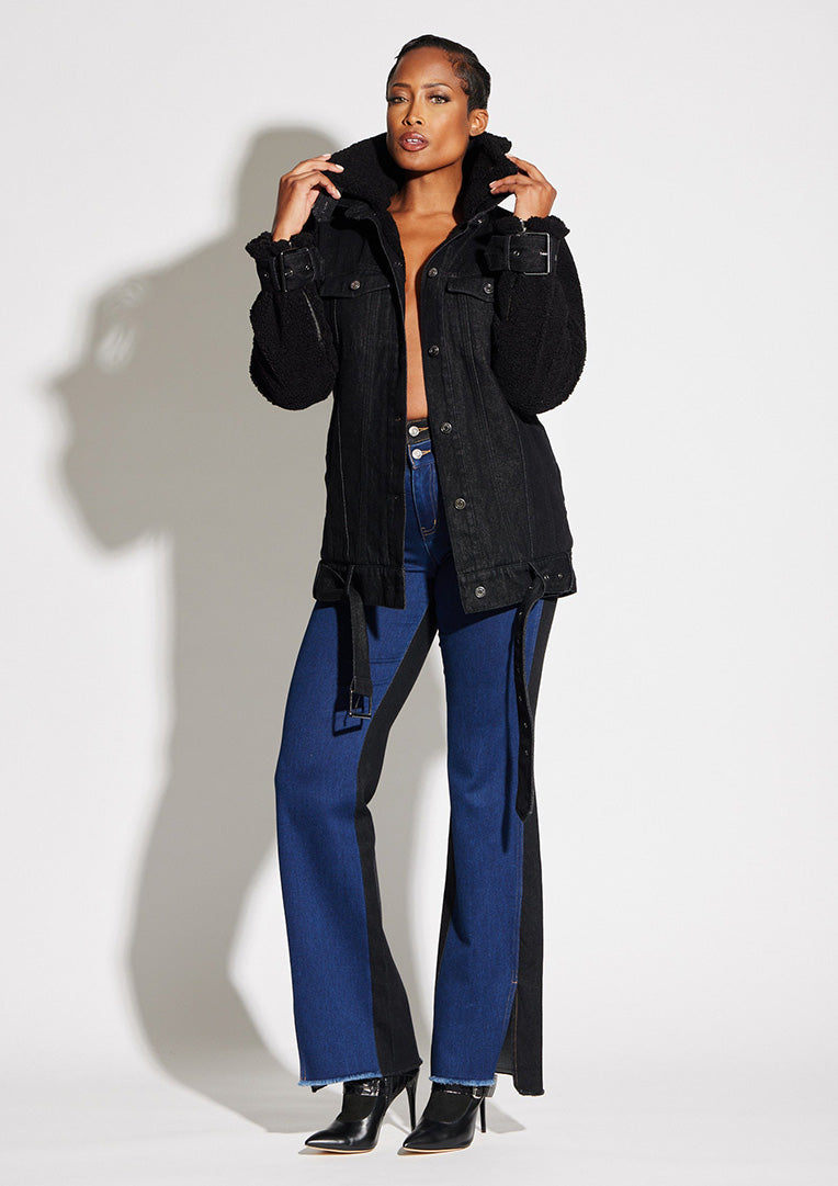 Teddy Denim Moto Jacket