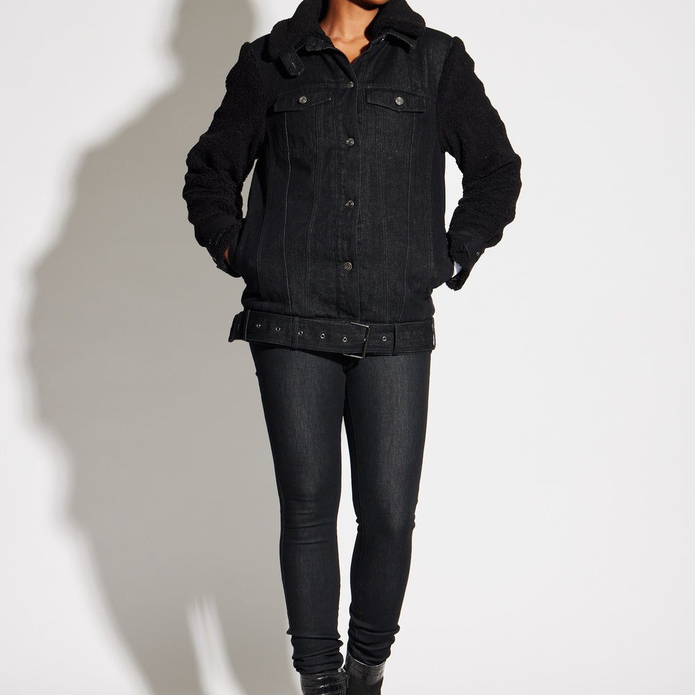 Teddy Denim Moto Jacket