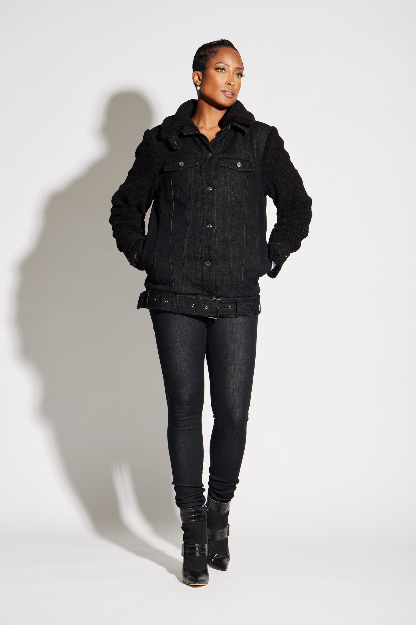 Teddy Denim Moto Jacket